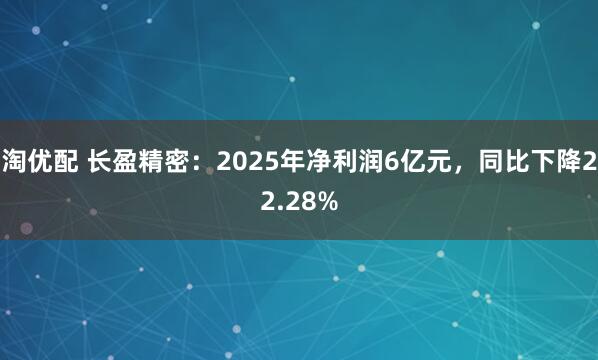淘优配 长盈精密：2025年净利润6亿元，同比下降22.28%