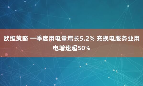 欧维策略 一季度用电量增长5.2% 充换电服务业用电增速超50%