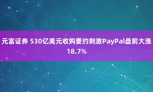 元富证券 530亿美元收购要约刺激PayPal盘前大涨18.7%